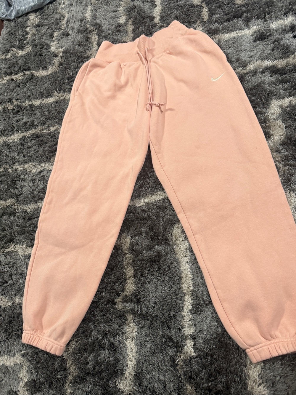 Nike Girls Light Pink Fleece Joggers with Swoosh